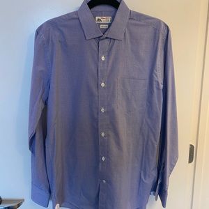 J. Crew Thomas Mason Blue & White Checked Dress Shirt Size Medium 15-15.5